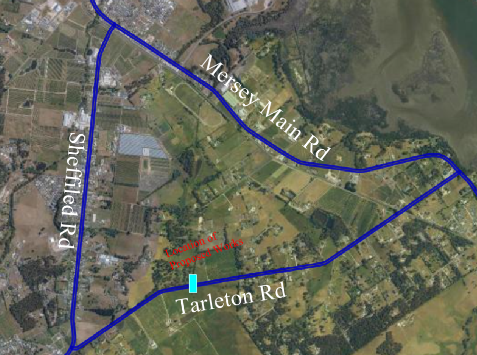 Image shows the location of proposed road works