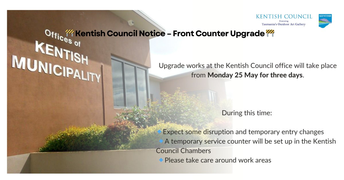 Displays an image detailing information regarding the temporary office arrangements.